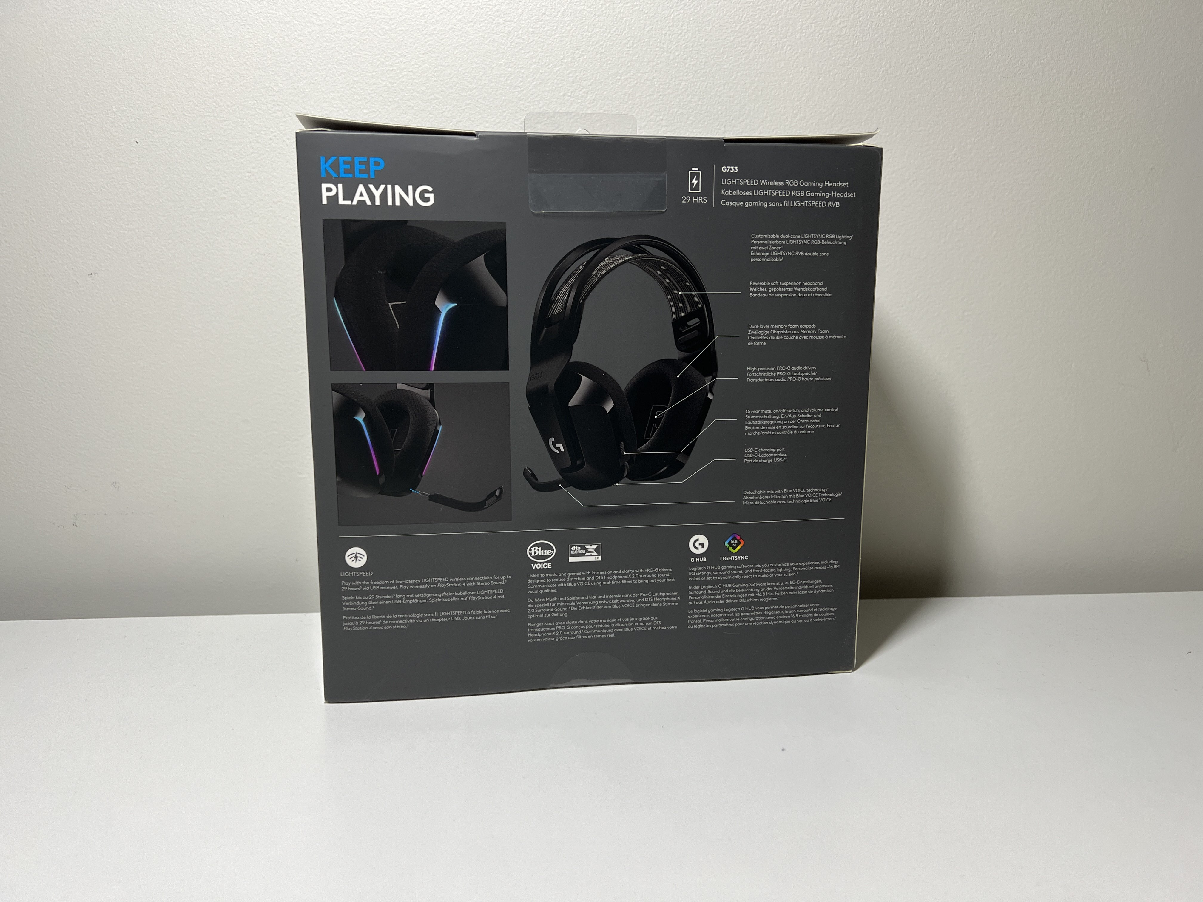 Logitech G733 Lighspeed - pudełko, tył