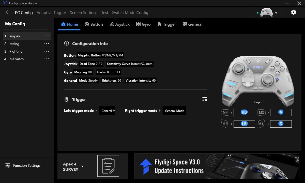 Flydigi Apex 4 - software