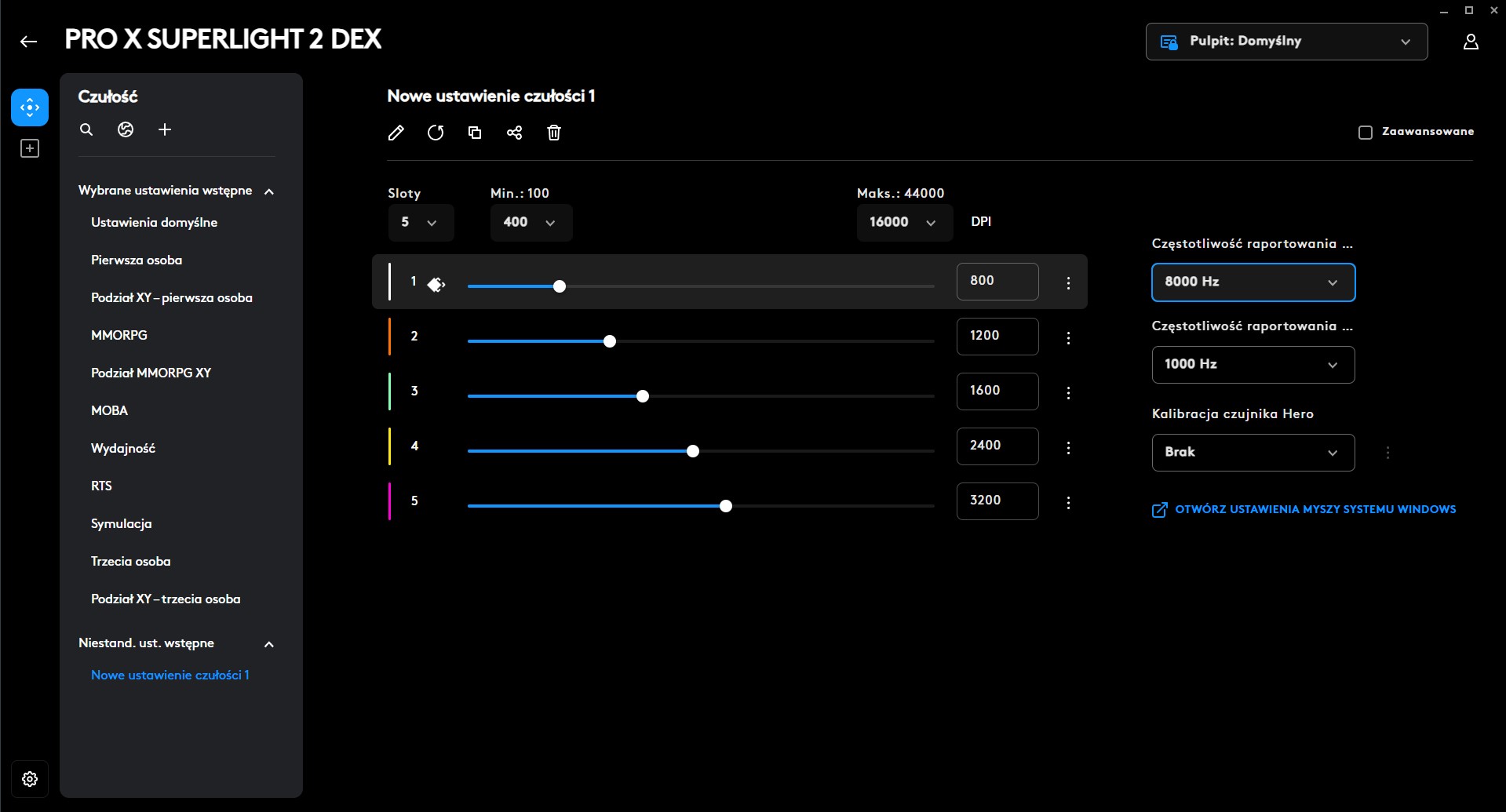 Logitech G Pro X Superlight 2 DEX oprogramowanie