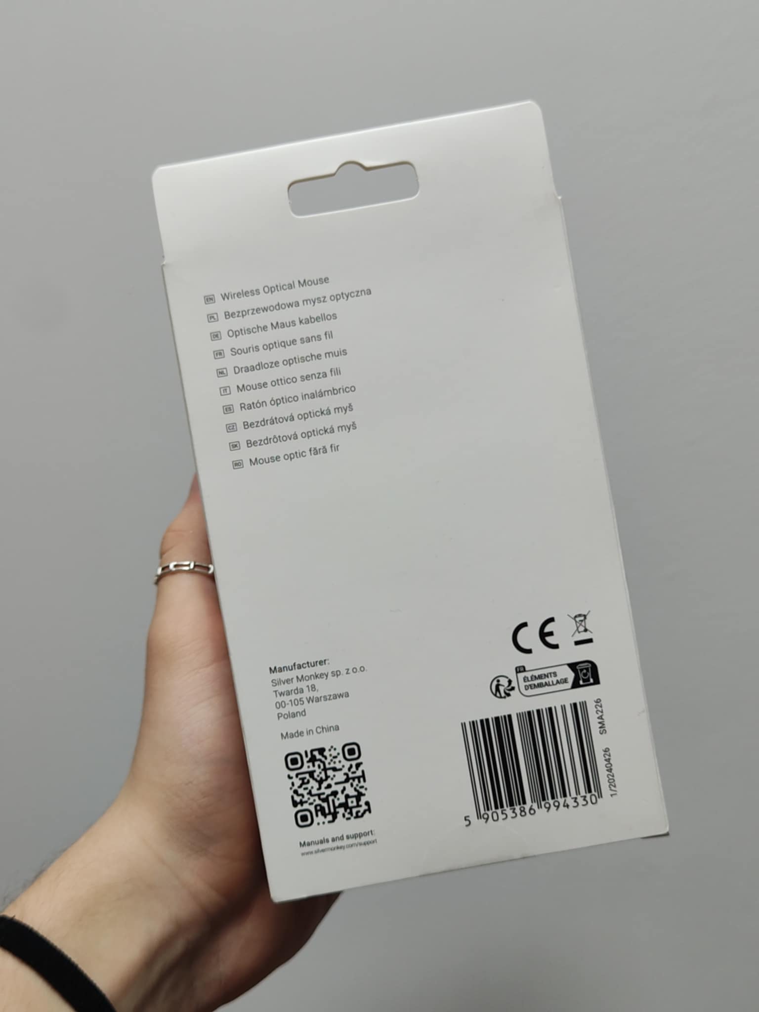 Silver Monkey Ergonomic Wireless Mouse opakowanie od tyłu