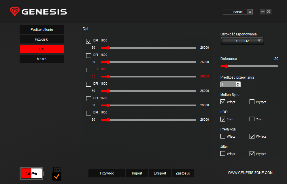 Genesis Zircon 660 Pro Oprogramowanie