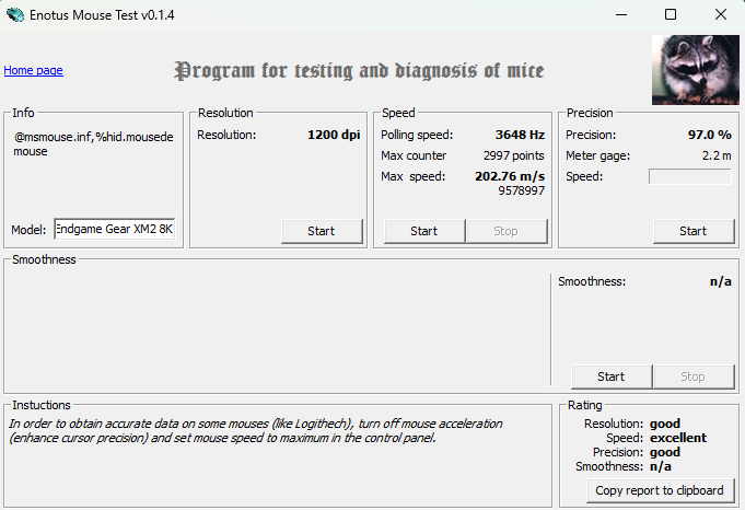 Endgame Gear XM2 8K - Enotus Mouse Test